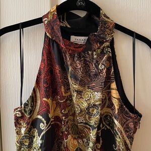 Tahari Red and Gold Paisley Dress